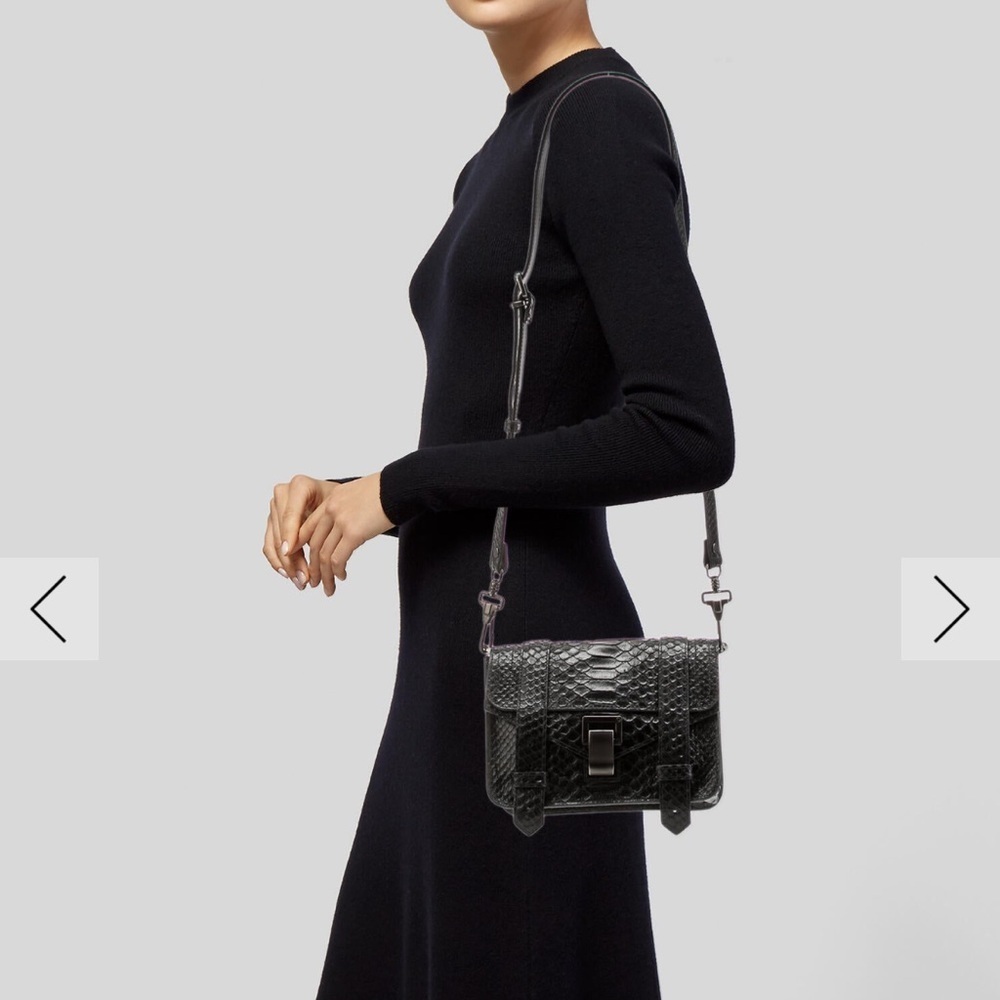 Proenza Schouler mini Carved Python PS1 crossbody bag black w gunmetal hardware